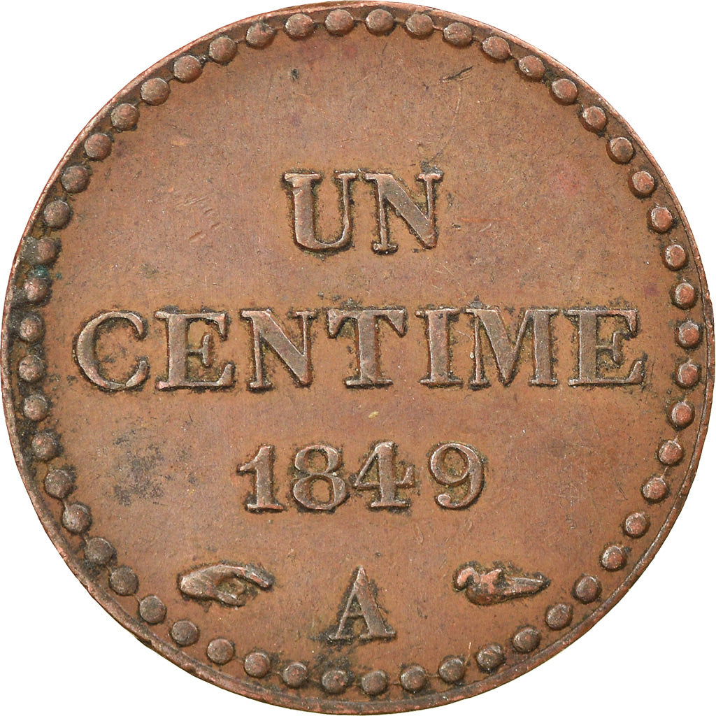 Moeda, França, Dupré, Centime, 1849, Paris, AU(50-53), Bronze, KM:754