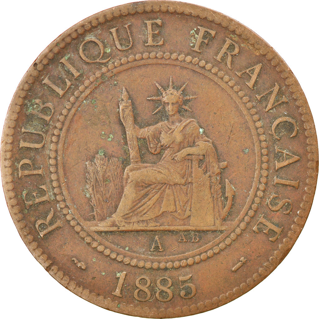 Moneta, INDOCINA FRANCESE, Cent, 1885, Paris, BB, Bronzo, KM:1