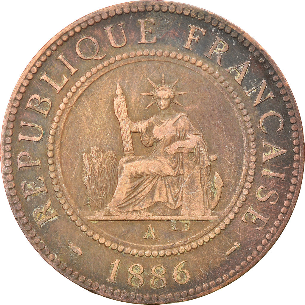 Münze, FRENCH INDO-CHINA, Cent, 1886, Paris, SS, Bronze, KM:1