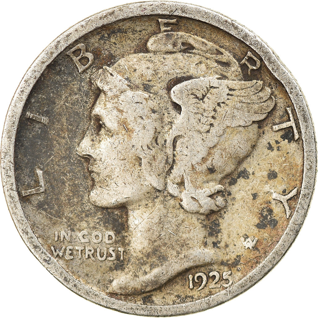Moneta, Stati Uniti, Mercury Dime, Dime, 1925, U.S. Mint, Philadelphia, MB