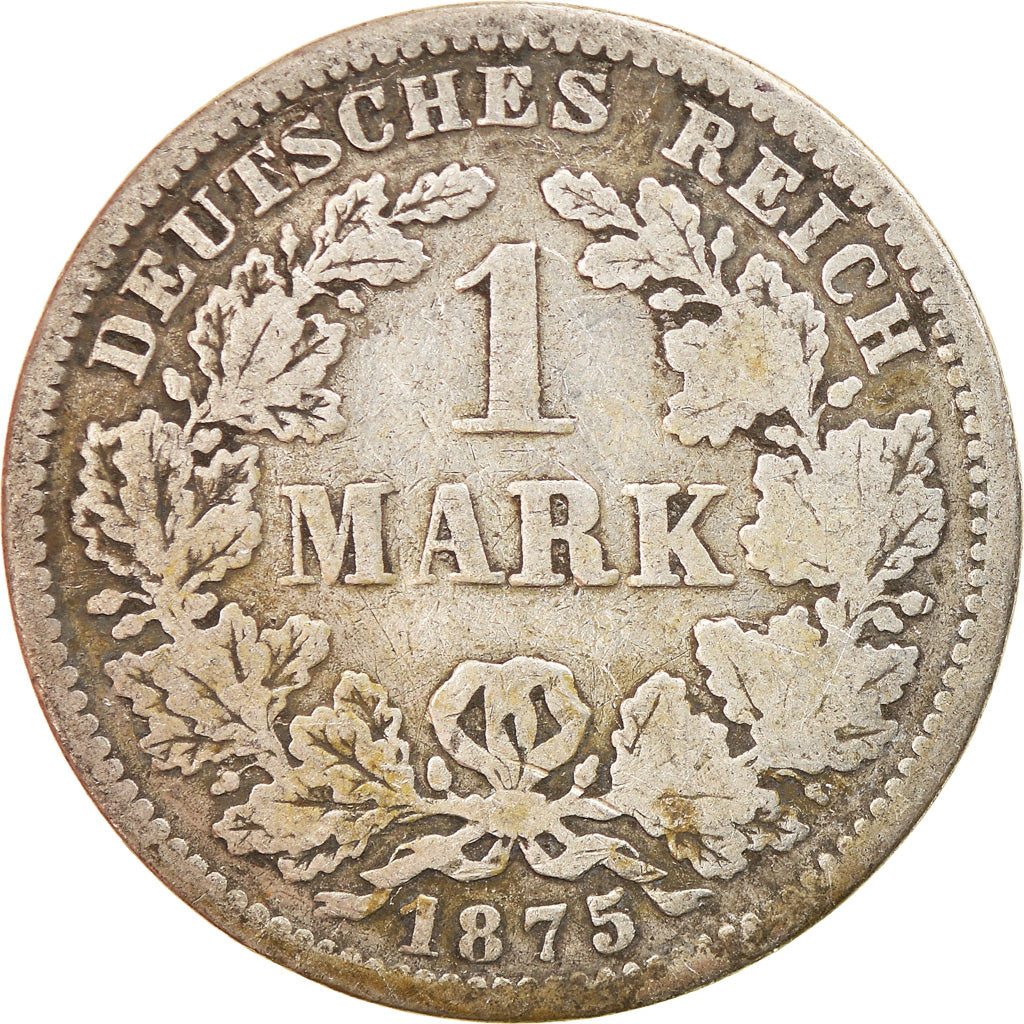 Moneta, GERMANIA - IMPERO, Wilhelm I, Mark, 1875, Stuttgart, B+, Argento, KM:7