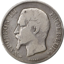 Moneda, Francia, Napoleon III, Napoléon III, 2 Francs, 1856, Paris, BC+, Plata