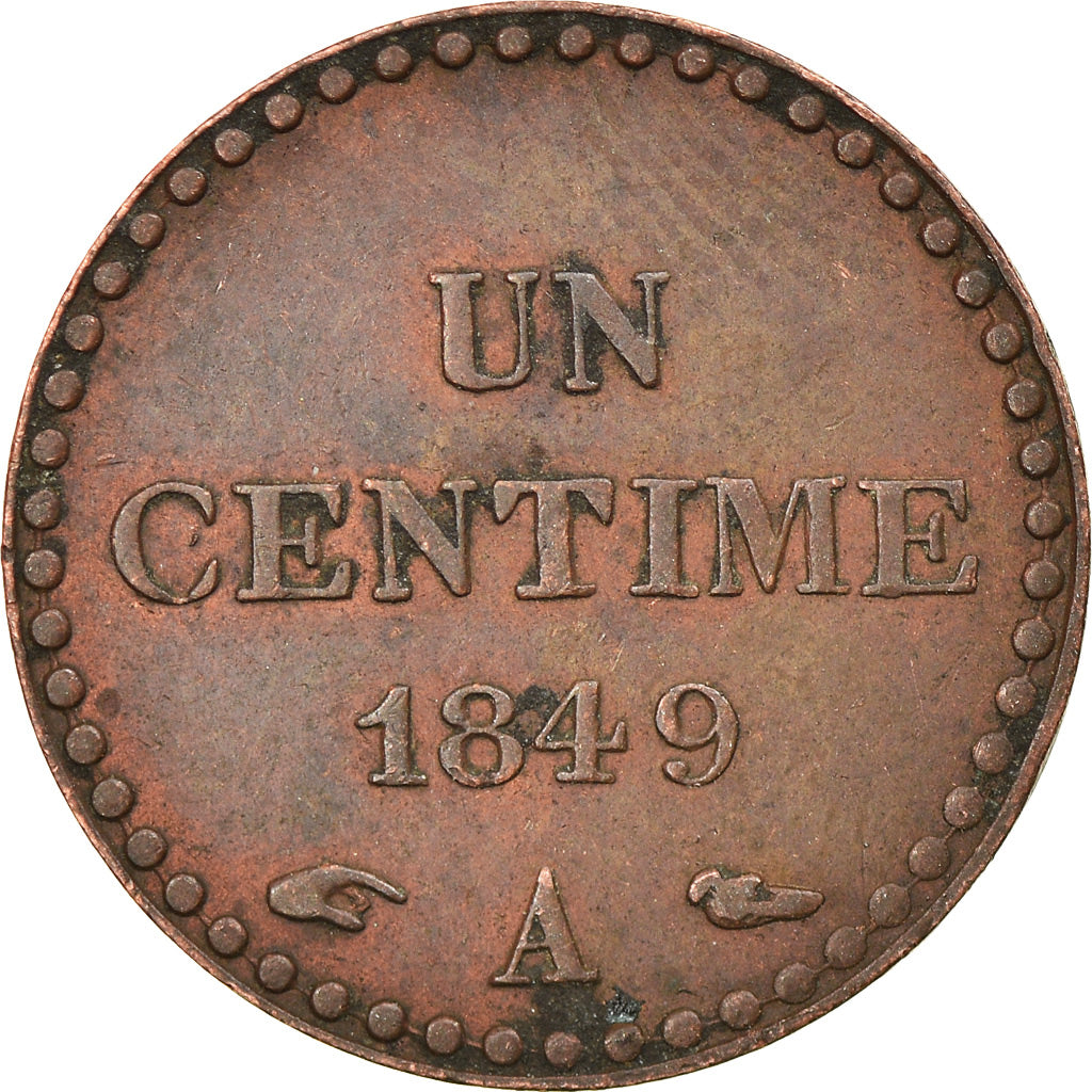 Moeda, França, Dupré, Centime, 1849, Paris, AU(50-53), Bronze, KM:754