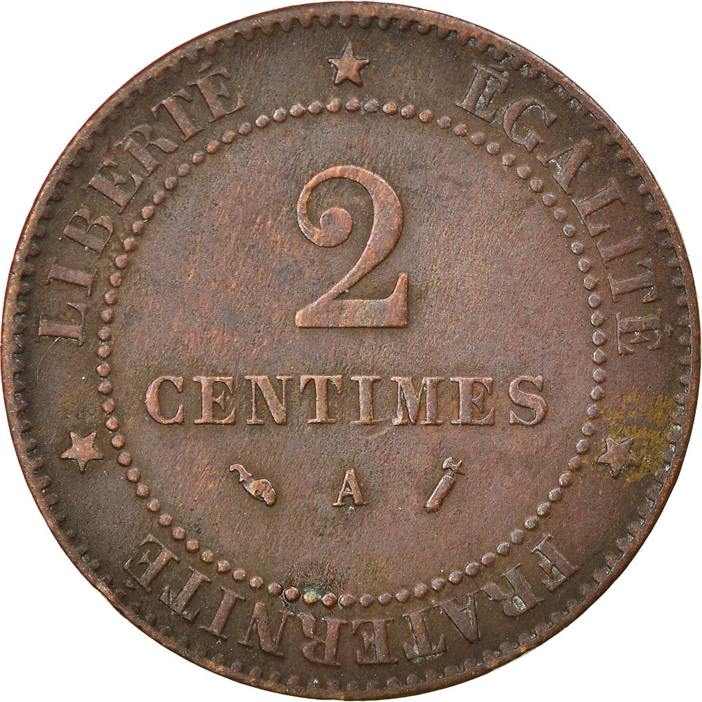 Moeda, França, Cérès, 2 Centimes, 1889, Paris, EF(40-45), Bronze, KM:827.1