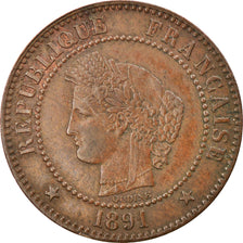 Münze, Frankreich, Cérès, 2 Centimes, 1891, Paris, VZ, Bronze, KM:827.1