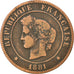 Moneta, Francia, Cérès, 5 Centimes, 1881, Paris, MB+, Bronzo, KM:821.1