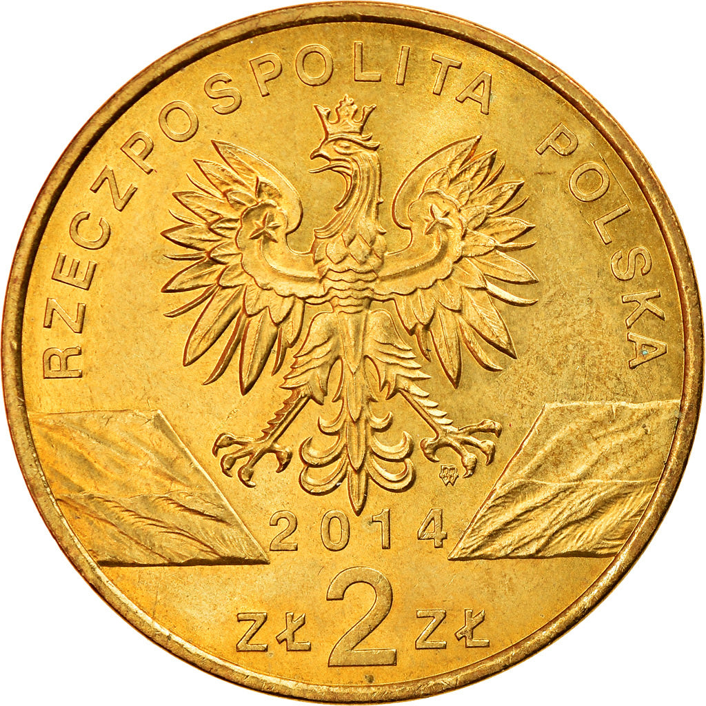 Coin, Poland, 2 Zlote, 2014, Warsaw, AU(55-58), Brass