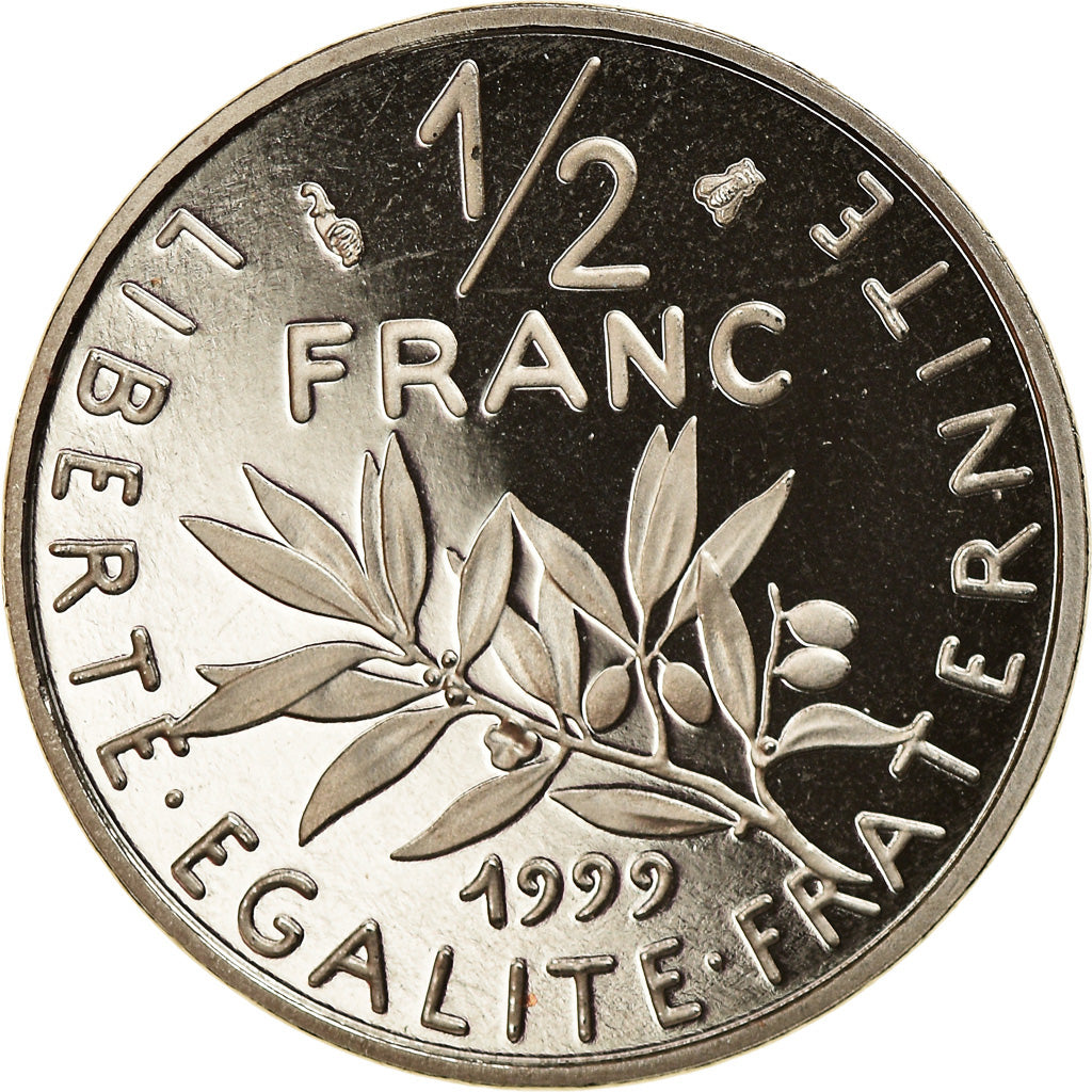 Coin, France, Semeuse, 1/2 Franc, 1999, Proof, MS(65-70), Nickel, KM:931.2
