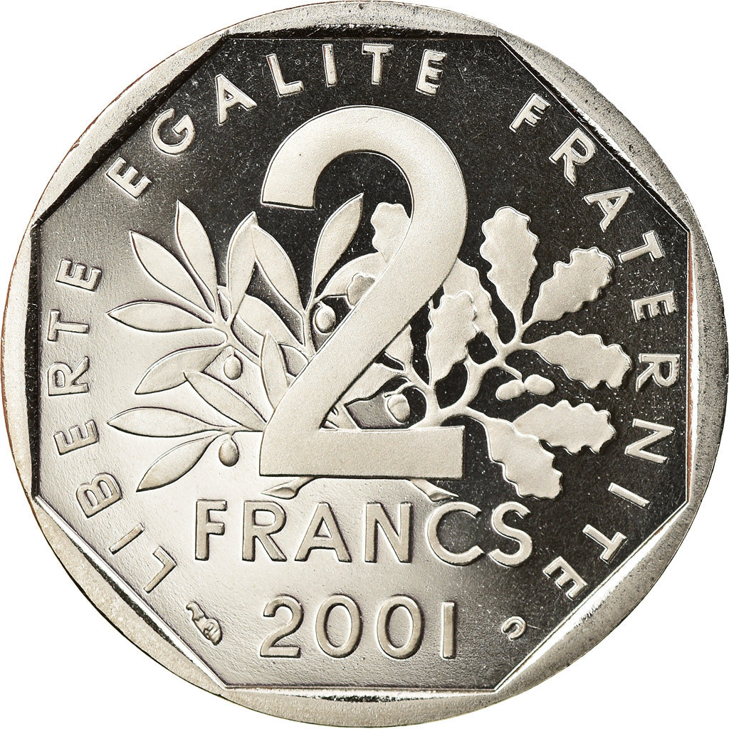 Moeda, França, Semeuse, 2 Francs, 2001, Paris, Proof, MS(65-70), Níquel
