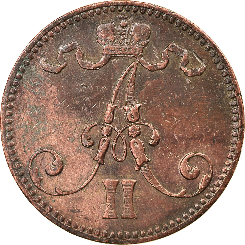Moneta, Finlandia, Alexander II, 5 Pennia, 1866, EF(40-45), Miedź, KM:4.1