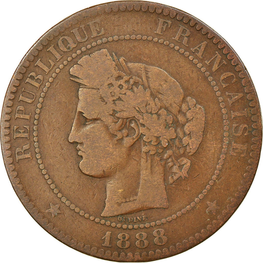 Monnaie, France, Cérès, 10 Centimes, 1888, Paris, TB, Bronze, Gadoury:265a
