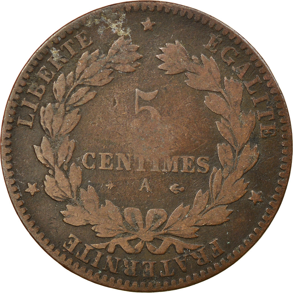 Munten, Frankrijk, Cérès, 5 Centimes, 1879, Paris, FR+, Bronze, KM:821.1