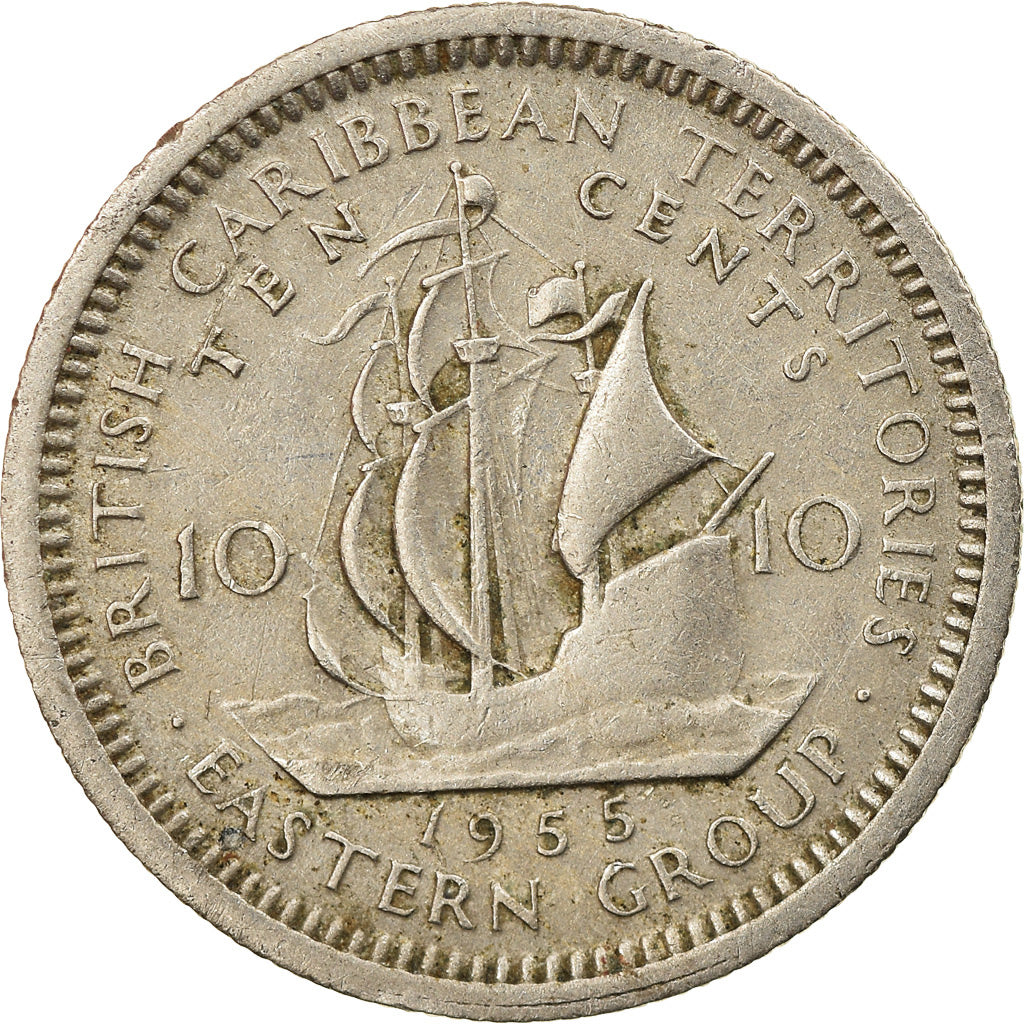 Monnaie, Etats des caraibes orientales, Elizabeth II, 10 Cents, 1955, TTB