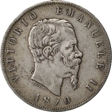 Coin, Italy, Vittorio Emanuele II, 5 Lire, 1870, Milan, VF(20-25), Silver