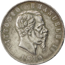 Coin, Italy, Vittorio Emanuele II, 5 Lire, 1870, Milan, AU(50-53), Silver