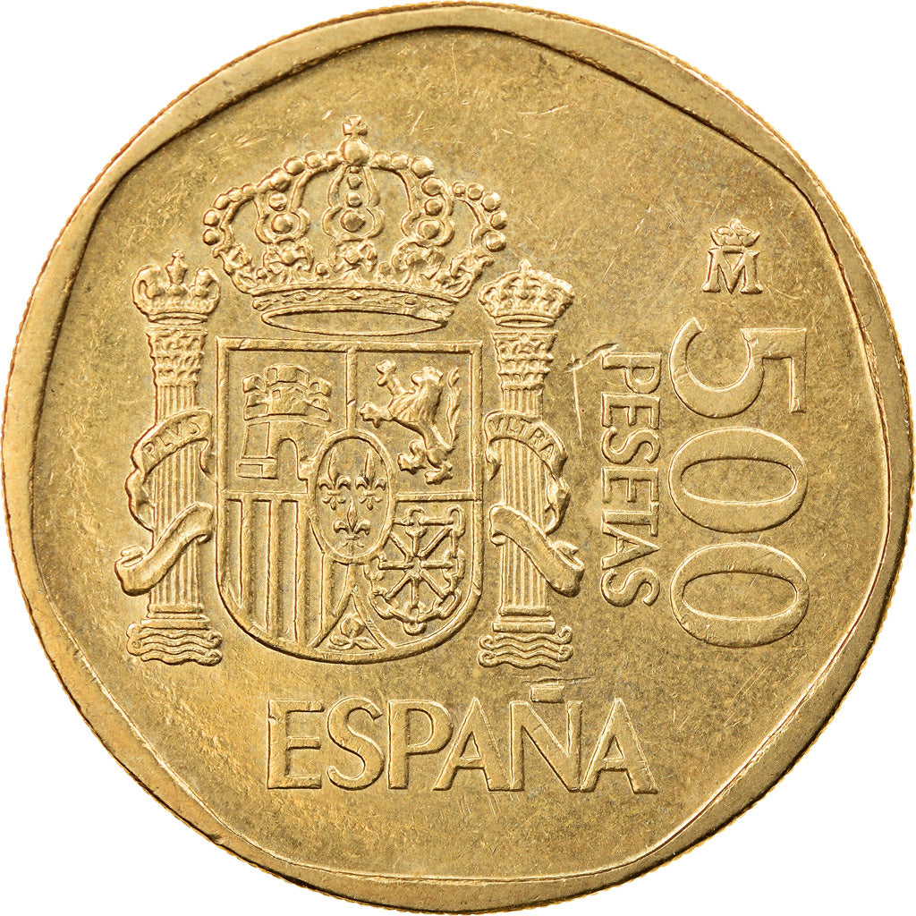 Moneda, España, Juan Carlos I, 500 Pesetas, 1989, MBC+, Aluminio - bronce