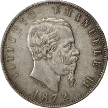 Coin, Italy, Vittorio Emanuele II, 5 Lire, 1872, Milan, EF(40-45), Silver