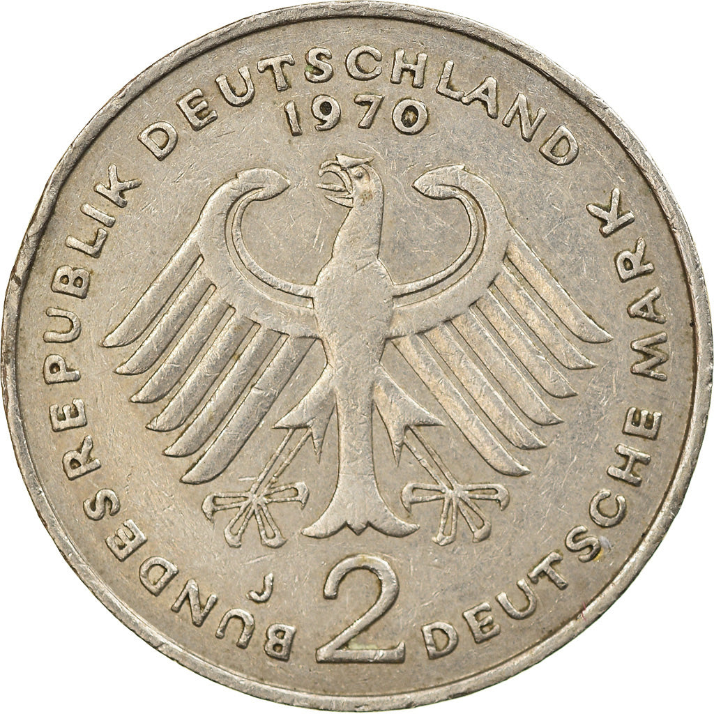 Moneta, GERMANIA - REPUBBLICA FEDERALE, 2 Mark, 1970, Hambourg, BB, Nichel