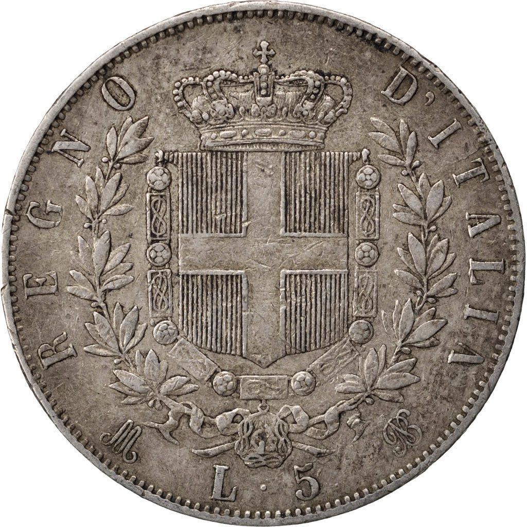 Coin, Italy, Vittorio Emanuele II, 5 Lire, 1872, Milan, VF(20-25), Silver