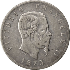 Monnaie, Italie, Vittorio Emanuele II, 5 Lire, 1873, Milan, TB, Argent, KM:8.3