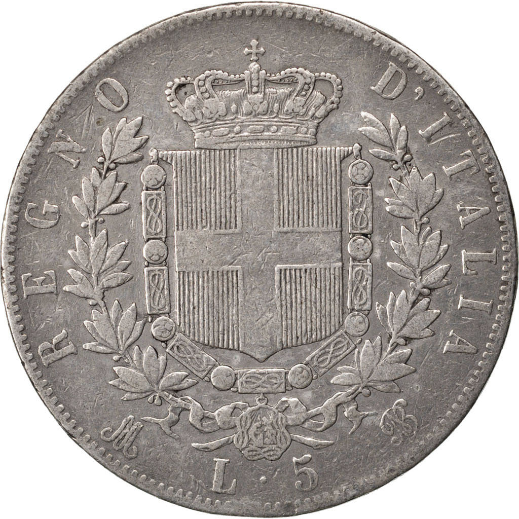 Monnaie, Italie, Vittorio Emanuele II, 5 Lire, 1873, Milan, TB, Argent, KM:8.3