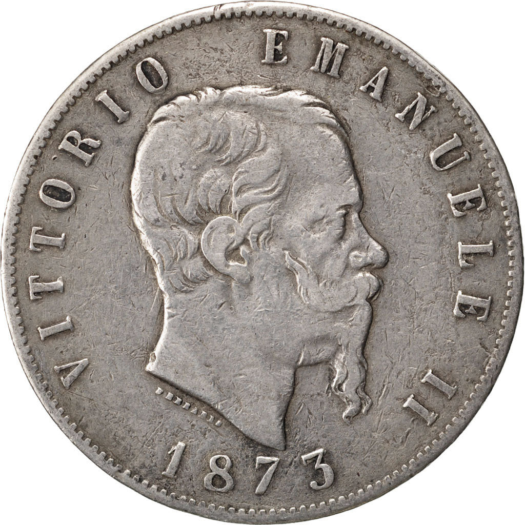 Monnaie, Italie, Vittorio Emanuele II, 5 Lire, 1873, Milan, TB, Argent, KM:8.3