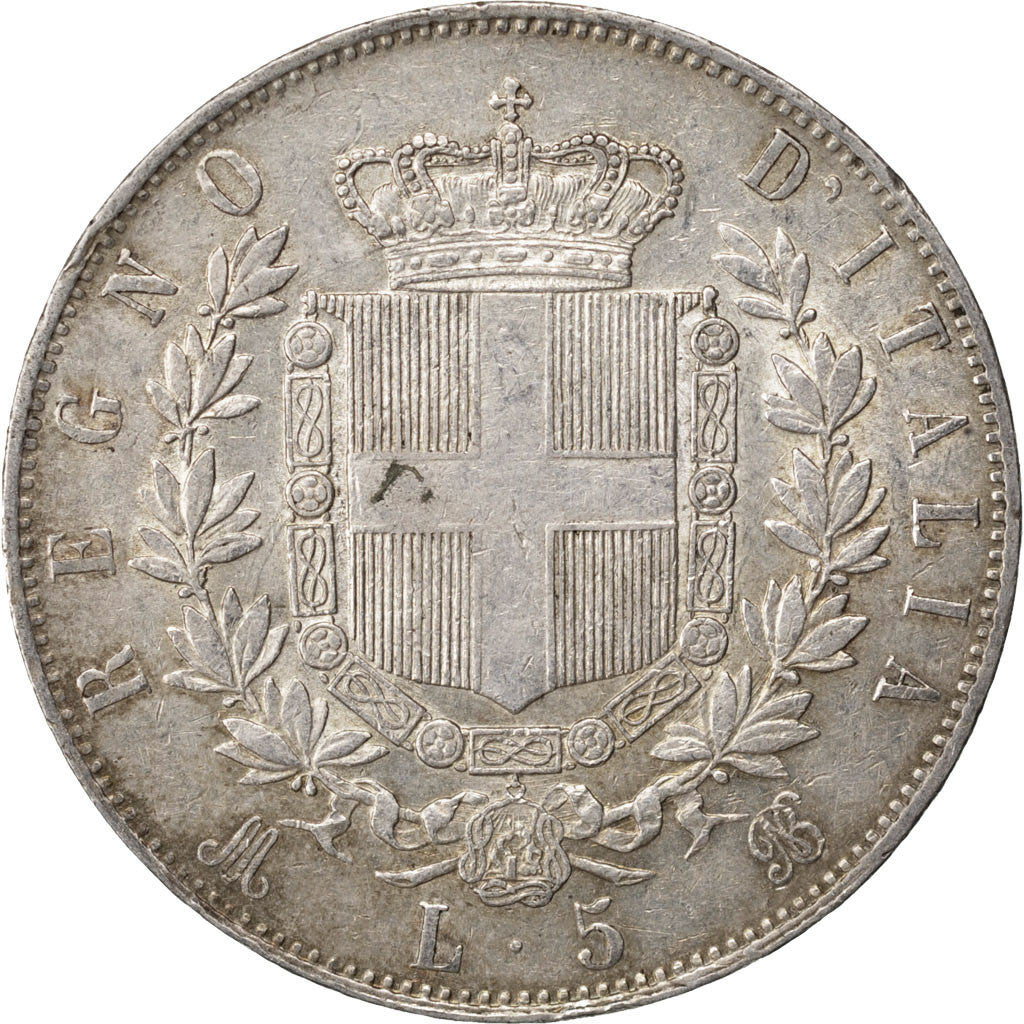 Coin, Italy, Vittorio Emanuele II, 5 Lire, 1874, Milan, EF(40-45), Silver