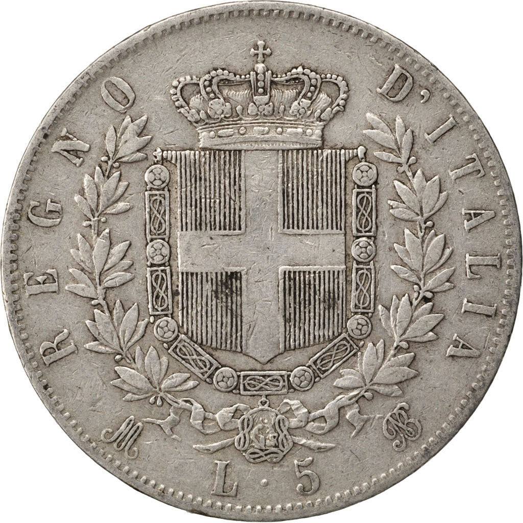 Coin, Italy, Vittorio Emanuele II, 5 Lire, 1874, Milan, VF(30-35), Silver