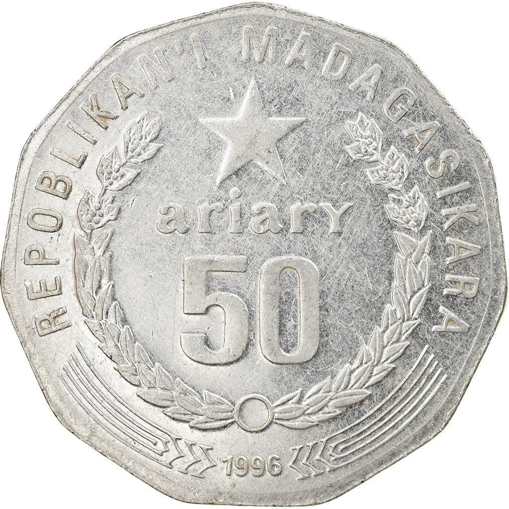 Coin, Madagascar, 50 Ariary, 1996, EF(40-45), Stainless Steel, KM:25.1