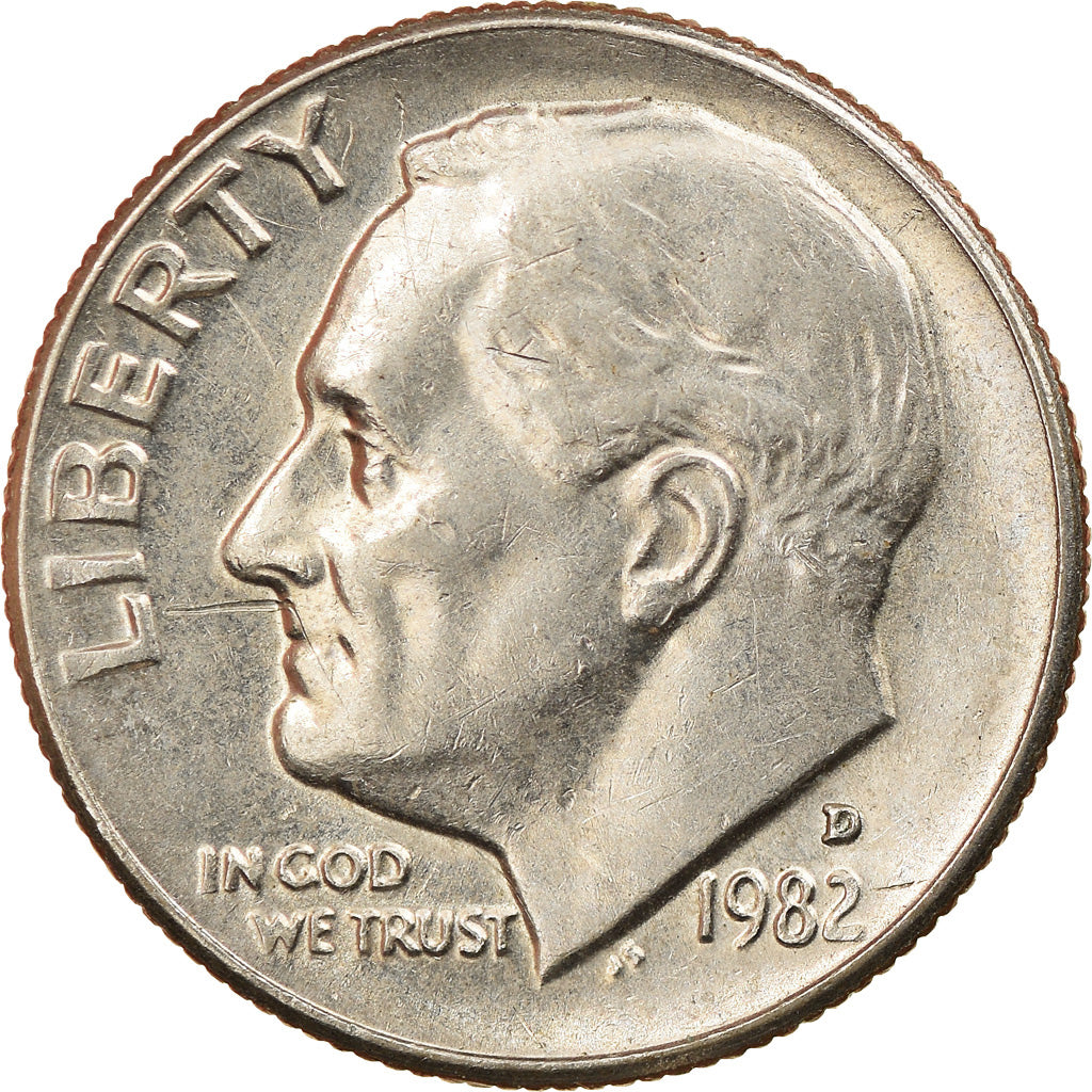 Moeda, Estados Unidos da América, Roosevelt Dime, Dime, 1982, U.S. Mint