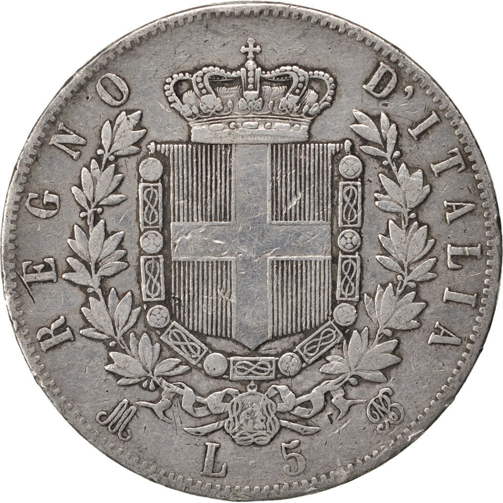 Coin, Italy, Vittorio Emanuele II, 5 Lire, 1874, Milan, VF(20-25), Silver
