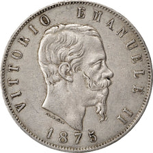 ITALY, 5 Lire, 1875, Rome, KM #8.4, EF(40-45), Silver, 24.95