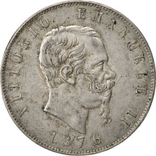 Coin, Italy, Vittorio Emanuele II, 5 Lire, 1876, Rome, EF(40-45), Silver, KM:8.4