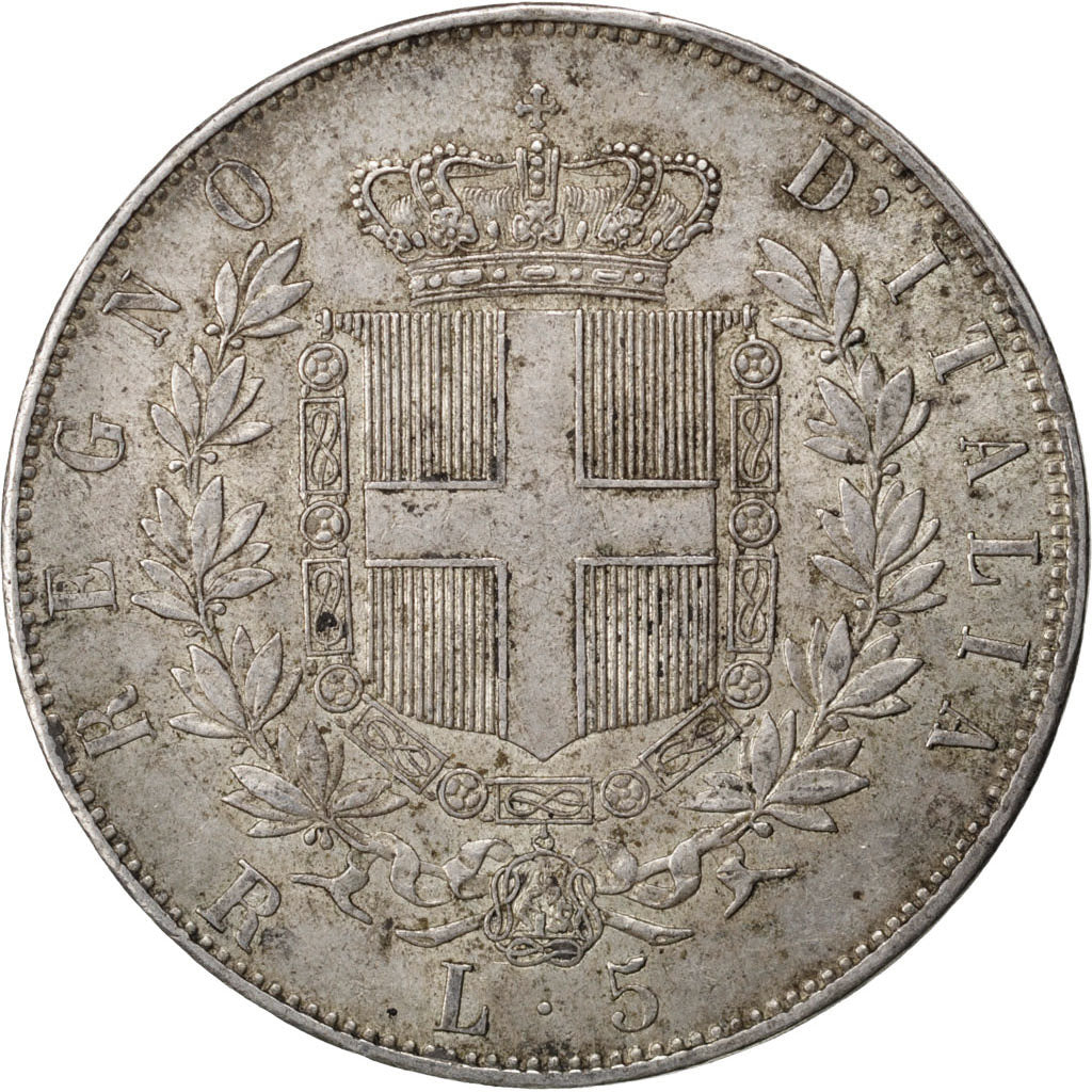 Coin, Italy, Vittorio Emanuele II, 5 Lire, 1876, Rome, EF(40-45), Silver, KM:8.4