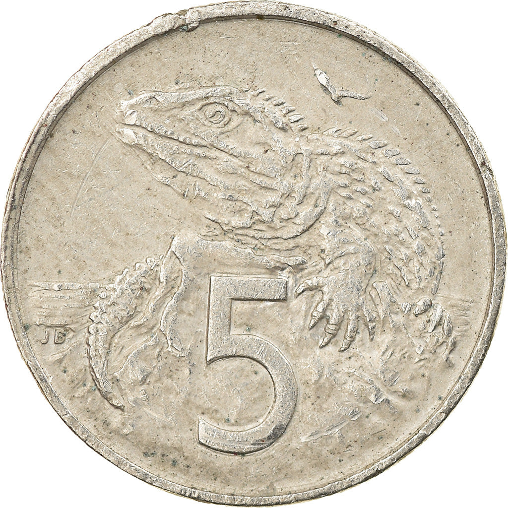 Moneta, Nowa Zelandia, Elizabeth II, 5 Cents, 1988, EF(40-45), Miedź-Nikiel