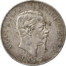 Moneda, Italia, Vittorio Emanuele II, 5 Lire, 1877, Rome, MBC+, Plata, KM:8.4