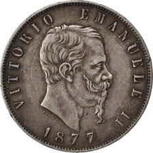 Italia, Vittorio Emanuele II, 5 Lire, 1877, Rome, BB, Argento, KM:8.4