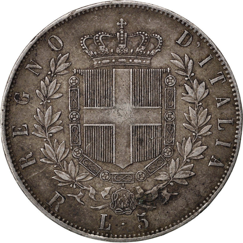 Italia, Vittorio Emanuele II, 5 Lire, 1877, Rome, BB, Argento, KM:8.4