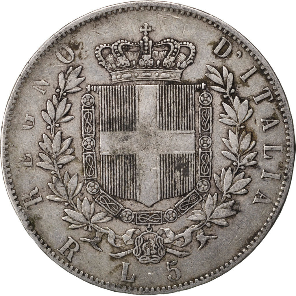 Moneta, Italia, Vittorio Emanuele II, 5 Lire, 1877, Rome, MB, Argento, KM:8.4