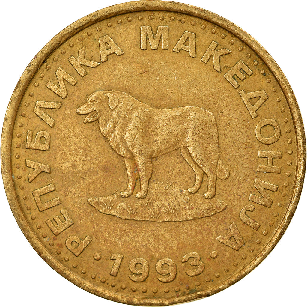 Moneta, Macedonia, Denar, 1993, EF(40-45), Mosiądz, KM:2