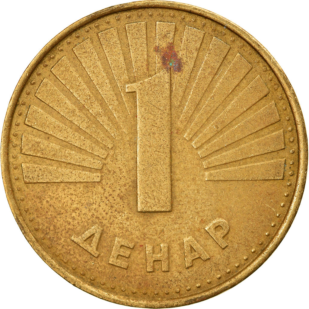 Moneta, Macedonia, Denar, 1993, EF(40-45), Mosiądz, KM:2