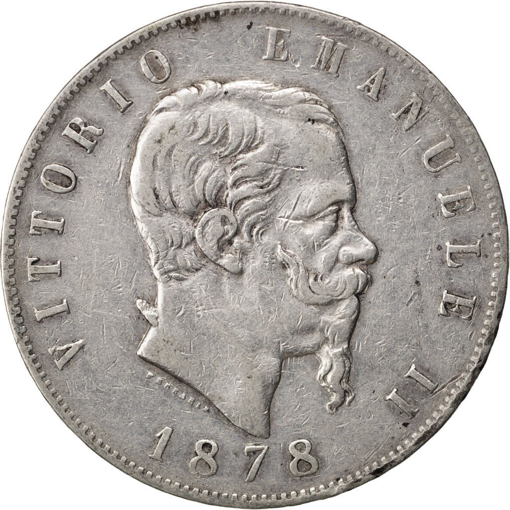 Coin, Italy, Vittorio Emanuele II, 5 Lire, 1878, Rome, VF(20-25), Silver, KM:8.4