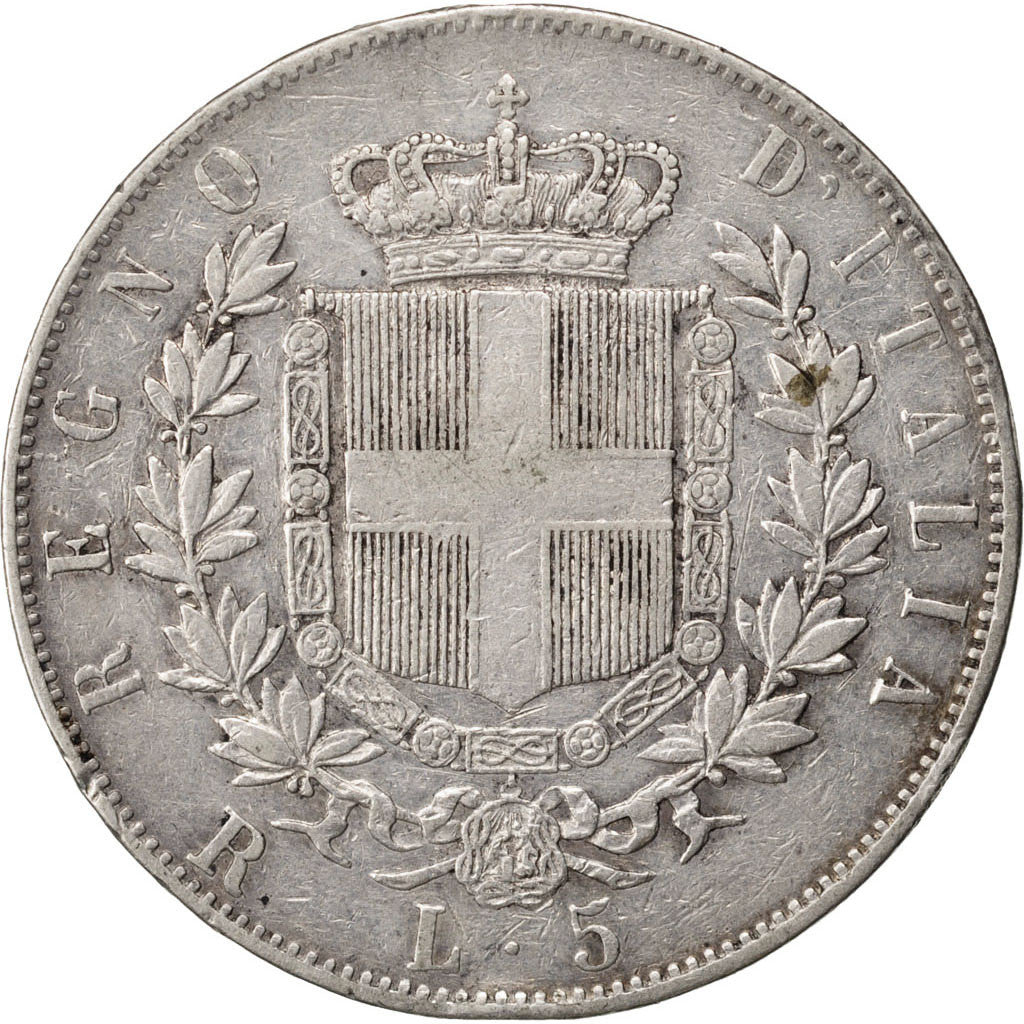 Coin, Italy, Vittorio Emanuele II, 5 Lire, 1878, Rome, VF(20-25), Silver, KM:8.4