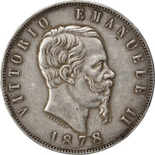 ITALY, 5 Lire, 1878, Rome, KM #8.4, EF(40-45), Silver, 24.92