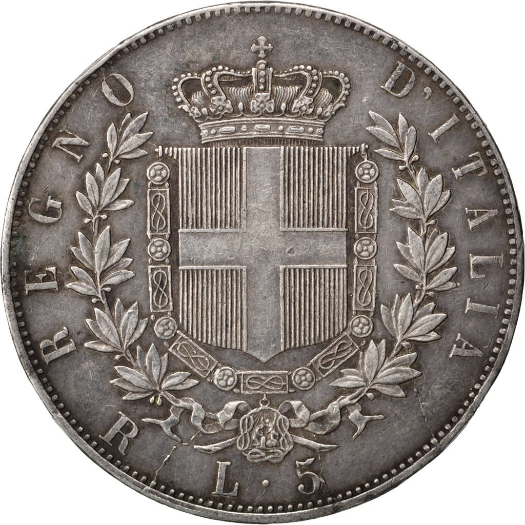 ITALY, 5 Lire, 1878, Rome, KM #8.4, EF(40-45), Silver, 24.92