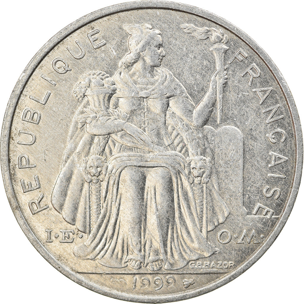 Moneta, Polinezja Francuska, 5 Francs, 1999, Paris, EF(40-45), Aluminium, KM:12