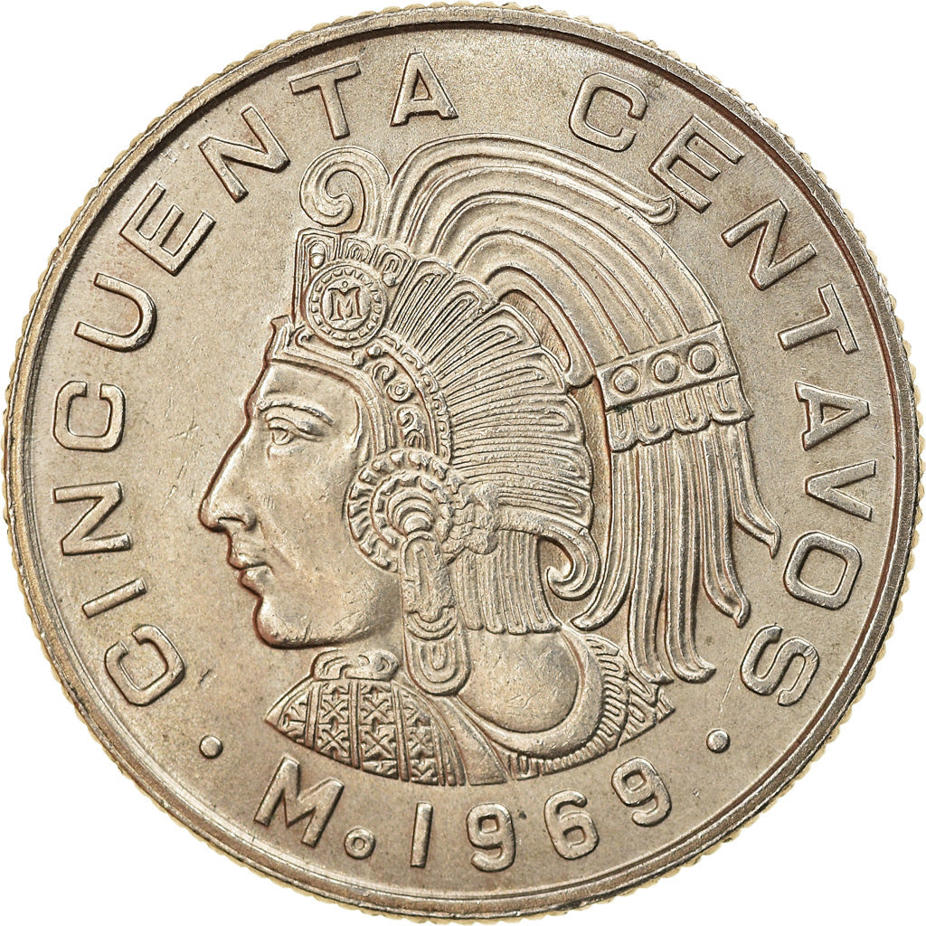 Coin, Mexico, 50 Centavos, 1969, Mexico City, AU(55-58), Copper-nickel, KM:451