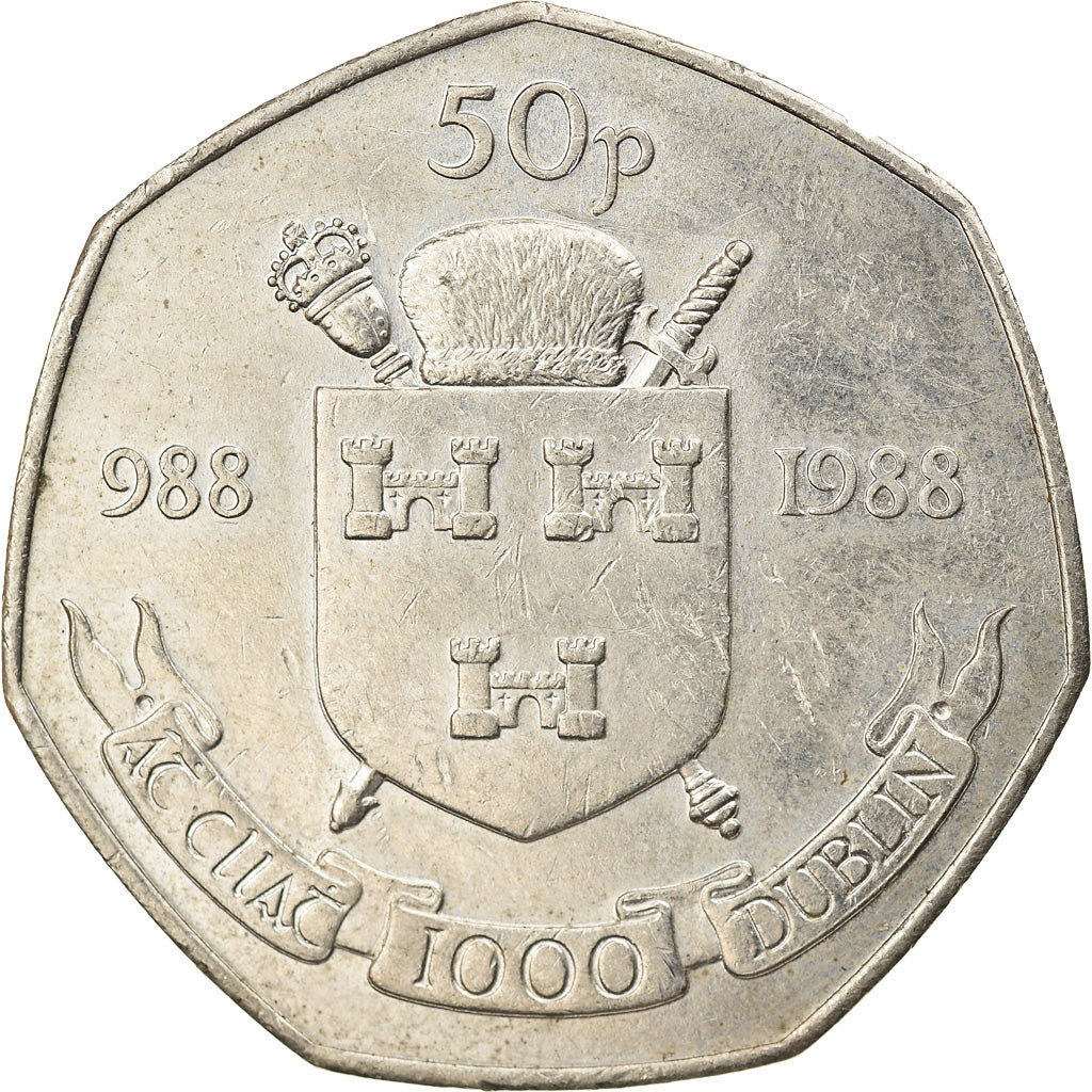 Monnaie, IRELAND REPUBLIC, 50 Pence, 1988, TTB, Copper-nickel, KM:26