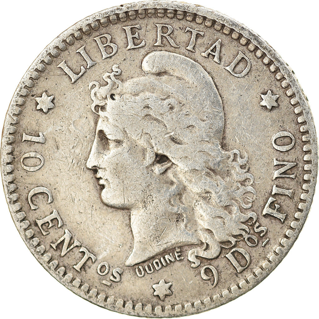 Moneta, Argentina, 10 Centavos, 1883, BB, Argento, KM:26