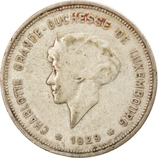 Monnaie, Luxembourg, Charlotte, 5 Francs, 1929, TB+, Argent, KM:38